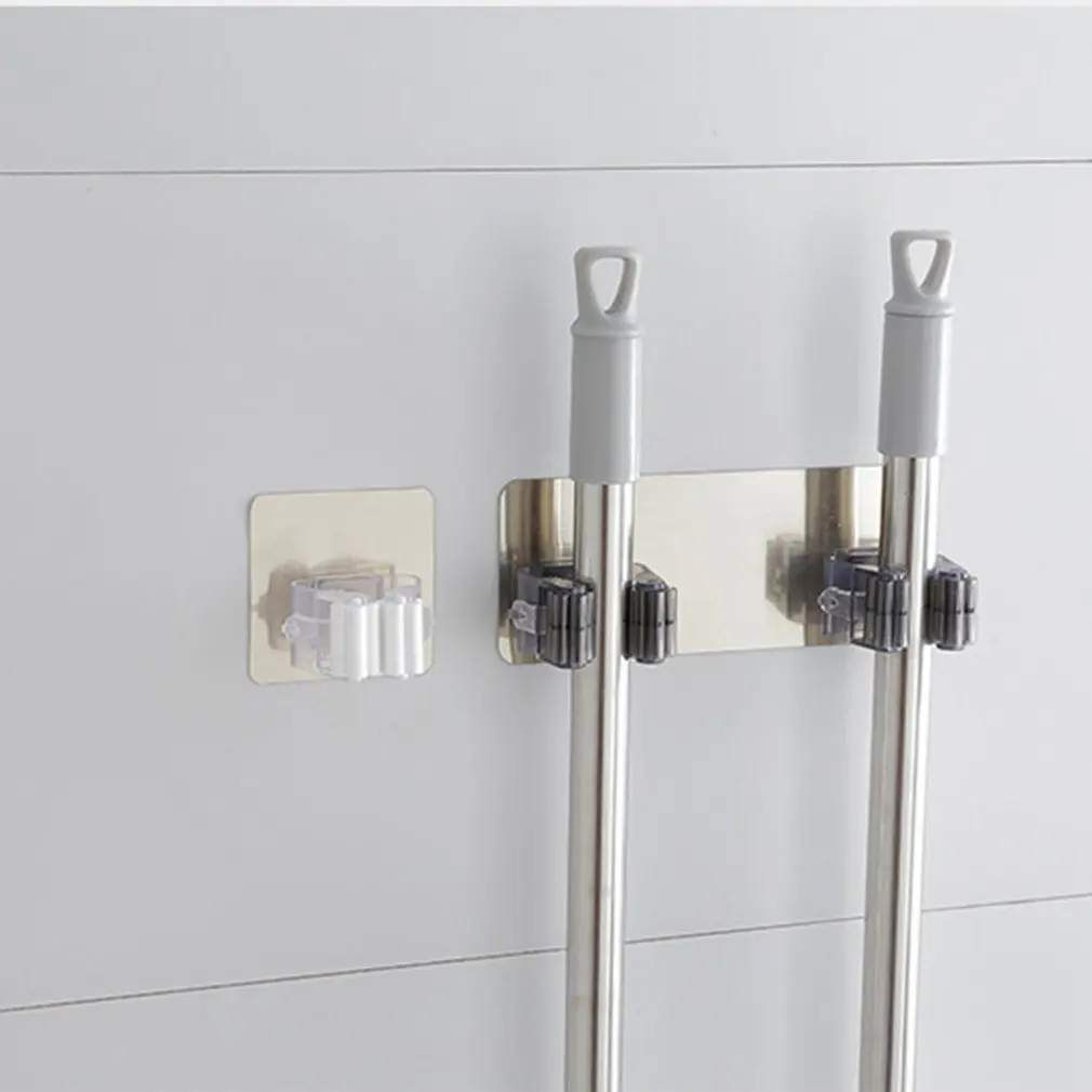 Держатель для швабры зажим для швабры крючок для бесшовного крепления Удар Ванная комната Кухонный настенный зажим для швабры крючок для подвешивания колодец клип