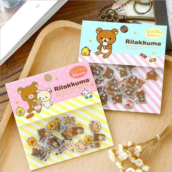 

80 pcs/lot cute Rilakkuma mini paper stamp paper sticker package DIY diary decoration sticker album scrapbooking