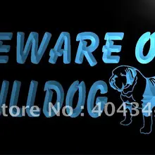 LB837-Остерегайтесь бульдога дисплей собака светодиодный неоновый свет знак