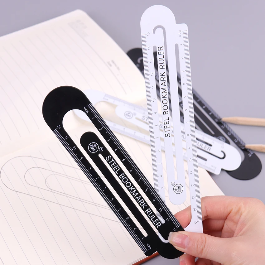 

1PC Creative Bookmark 12cm15cm High Quality Steel Ruler Metal Ruler Metal Bookmarks School Supplies Drawing Supplies