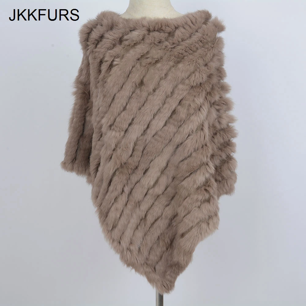 Womens Knitted Poncho Real Rabbit Fur Fashion Style Winter Autumn Warm Fur Shawl Ladies Top Quality Cape S1071S