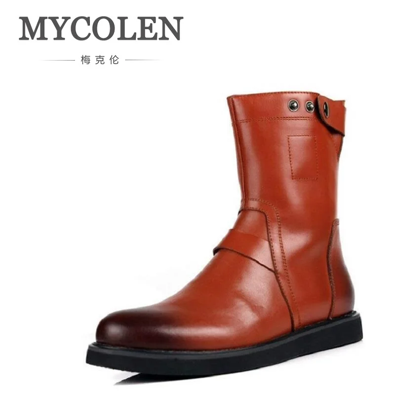 

MYCOLEN Brand Luxury Fashion Mens Ankle Boots Genuine Leather High-Top Boots Customized Handmade Men Dress Shoes for Party