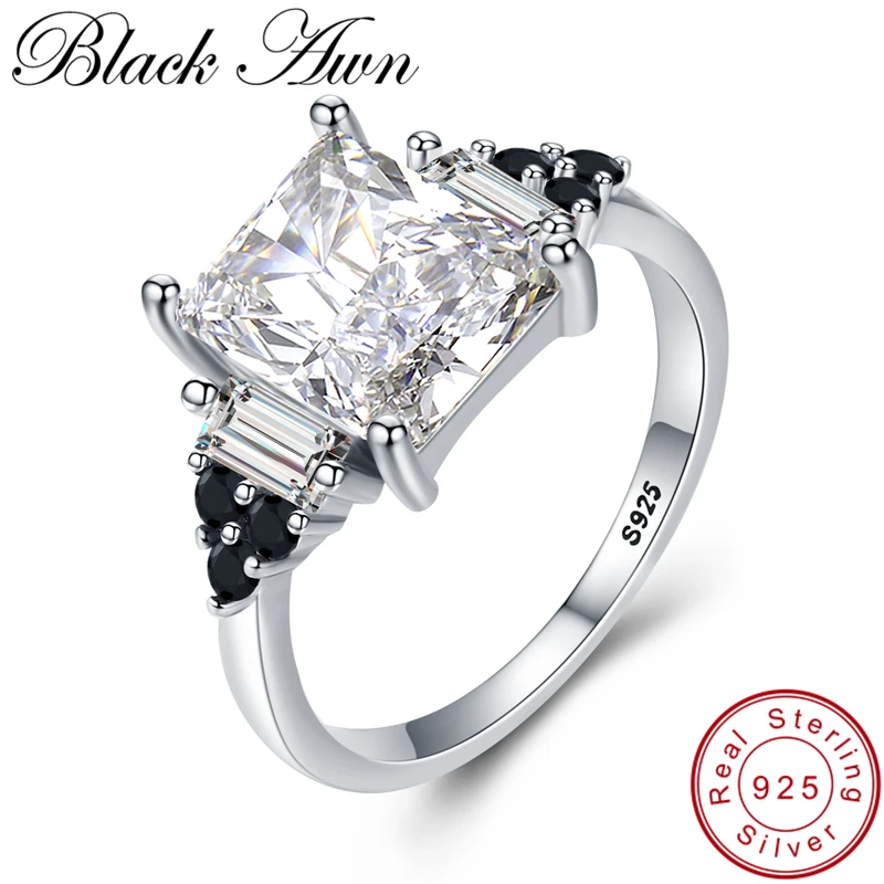 [BLACK AWN] 925 пробы Серебряное кольцо на палец классические обручальные кольца для женщин женские ювелирные изделия из стерлингового серебра G091