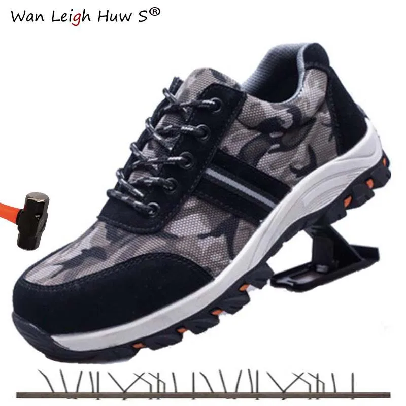 

Plus Size 36-46 Hot Men's Outdoor Steel Toe Protective Work Boots Shoes Men Puncture Proof Safety Shoes Anti-slip Free shipping
