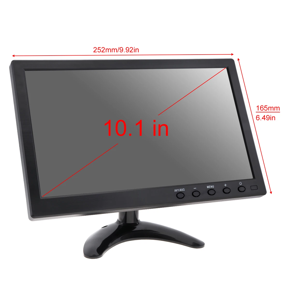 10.1 Inch HD IPS TFT LCD Color Monitor Mini TV Computer 2 Channel Video Input Security Monitor with Speaker AV BNC VGA HDMI