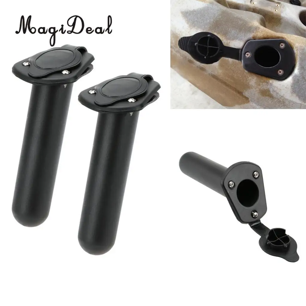 2Pcs Flush Mount Fishing Boat Rod Holder Bracket with Cap Cover & Screw Kayak Canoe Fishing Tackle Rowing Boats Accessories Tool
