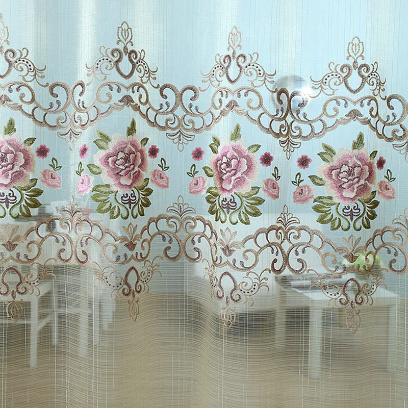 abbiemao European high end silk yarn curtains Peony water soluble