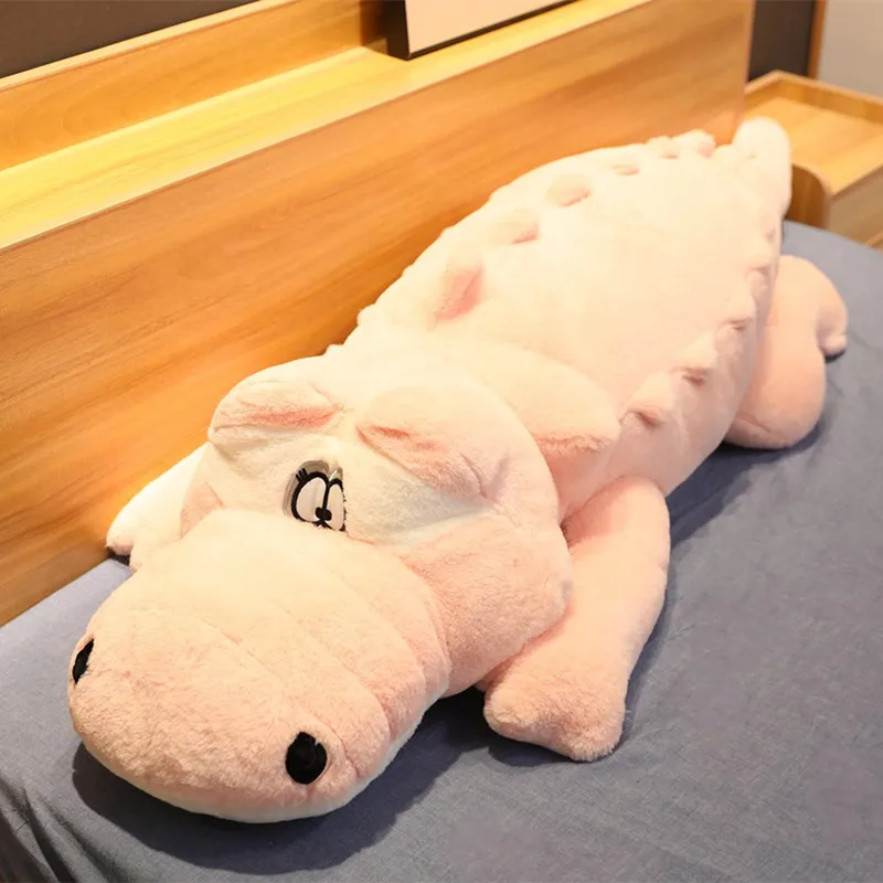 Большой размер крокодил лежа раздел плюшевая подушка коврик плюшевый крокодил мягкая чучело игрушка Мультяшные плюшевые куклы дети девочка подарок - Цвет: Розовый