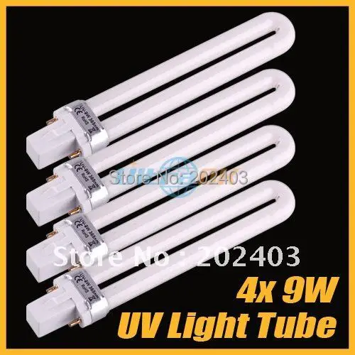 new 4 PCS 9W Nail UV Machine Light Lamp Bulb Tube UV-9w 365nm free shipping
