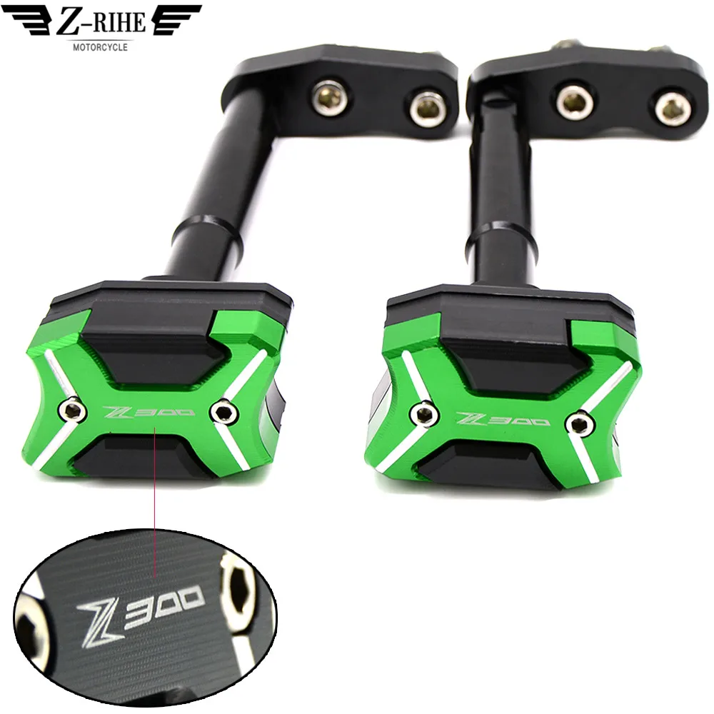 with Z300 logo  motorcycle CNC  Frame Slider  Falling Protection Protectors Anti Crash Caps  For Kawasaki z300 z 300 2008 2017