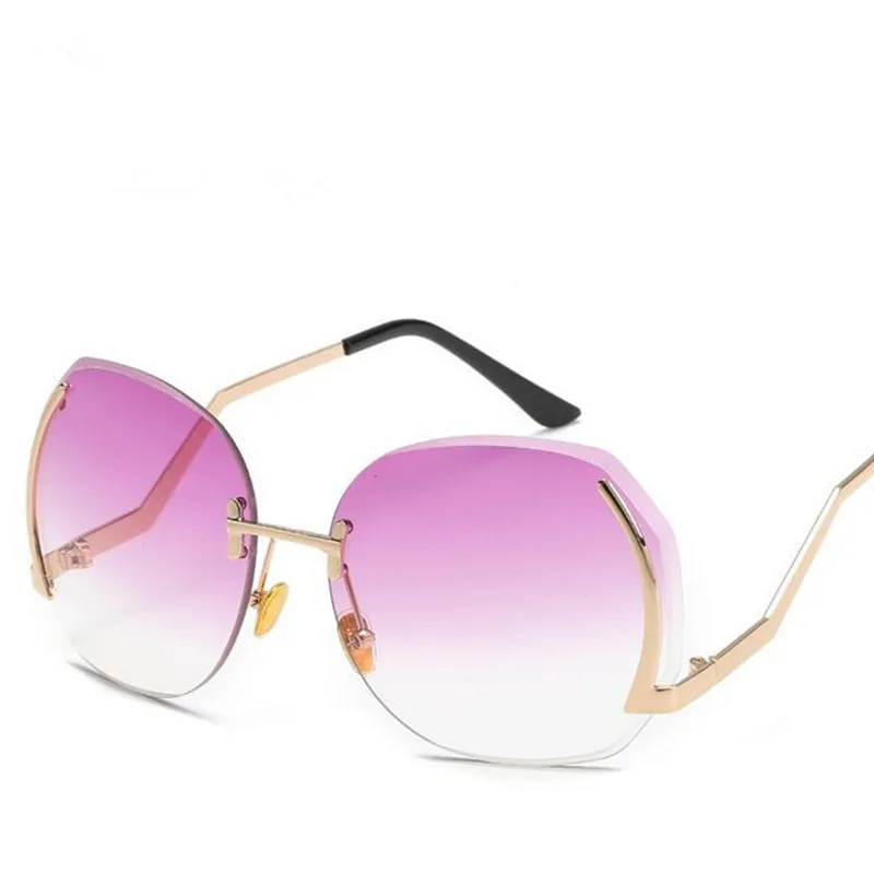 Emosnia модные негабаритные солнцезащитные очки без оправы женские классические брендовые дизайнерские солнцезащитные очки для мужчин и женщин с большой оправой - Цвет линз: c7 purple