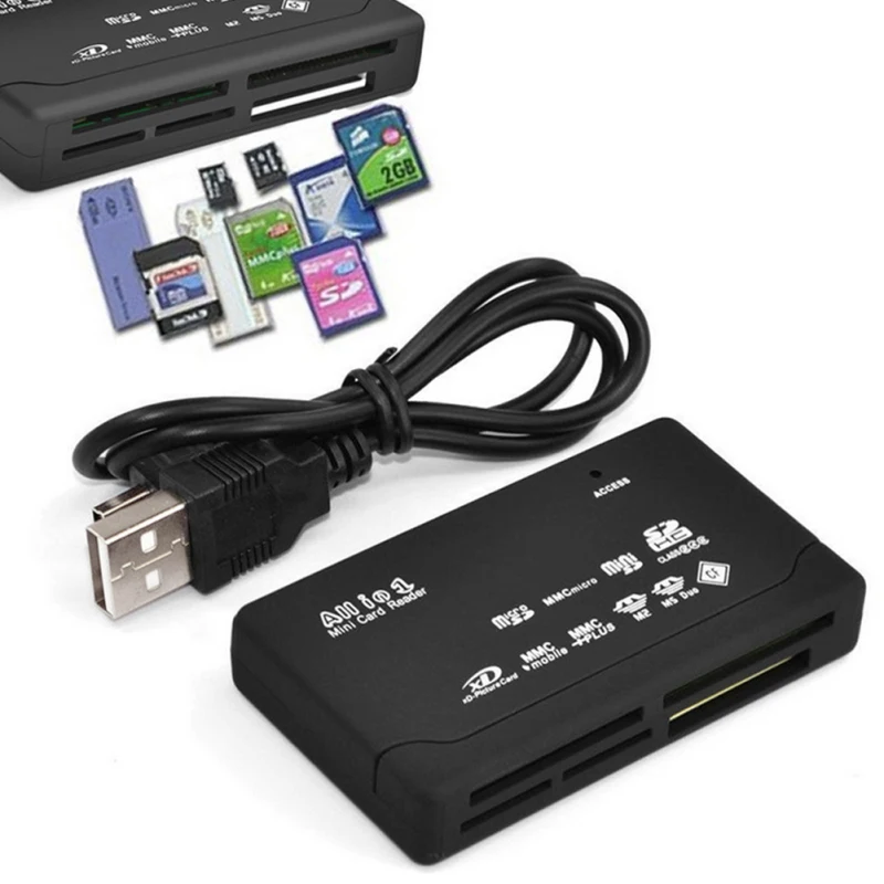 

All in One Card Reader TF MS M2 XD CF Micro SD Carder Reader 480Mbps USB 2.0 Card Reader Mini Memory Cardreader with Date Line