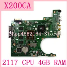 X200CA mainboard 2117 CPU 4GB RAM REV2.1 X200CA notebook motherboard For ASUS X200CA X200CAP Laptop Motherboard 100% Test work