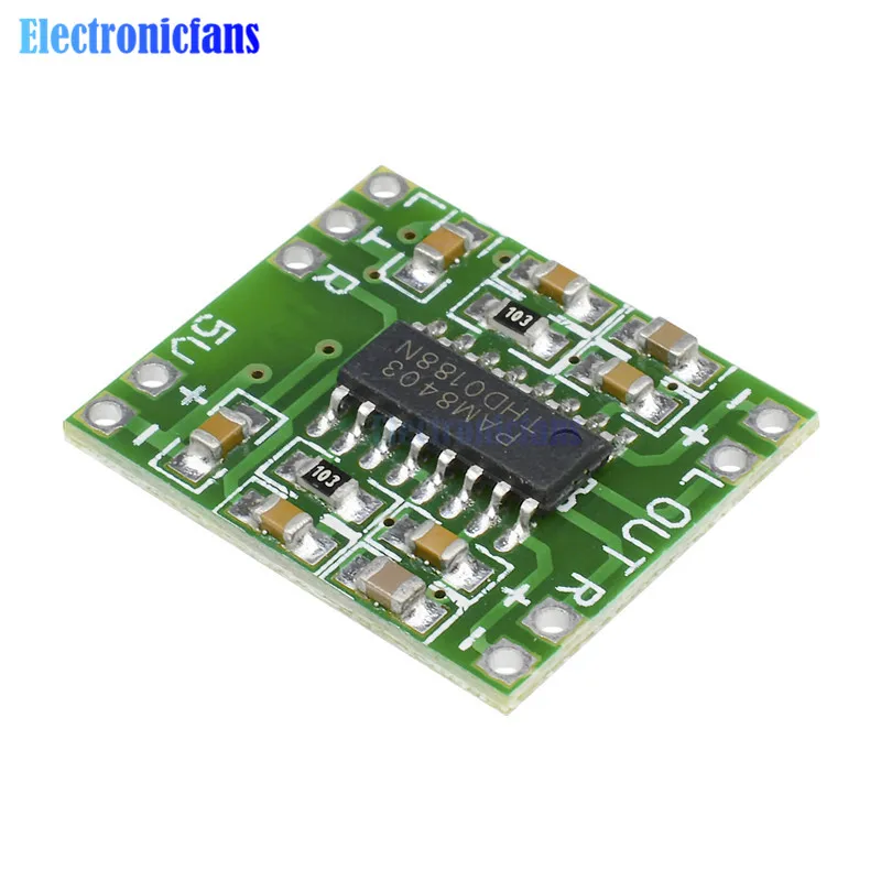 

PAM8403 Super mini digital amplifier board Module 2 * 3W Class D digital amplifier board efficient 2.5 to 5V USB power supply