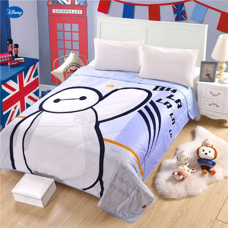 

Disney Fabric Big Hero Baymax Quilt Summer Comforter Bedding Cotton Bed Cover 3D Prints Cartoon Bedroom Decor Children's Boy Kid