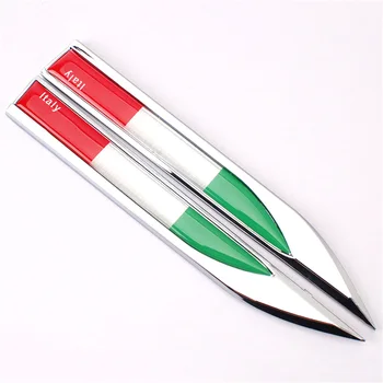 

YAQUICKA 2Pcs Metal Italy Italian Flag Car Side Fender Wing Knife Type Badges Emblems Sticker For Chevrolet Mazda Toyota Focus