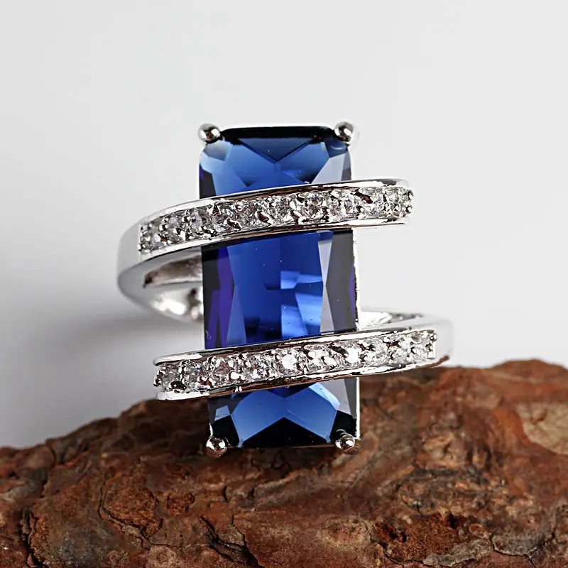 wholesale good shipping> >>>Fashion Jewelry sapphire 925 sterling silver ring size7 8 9