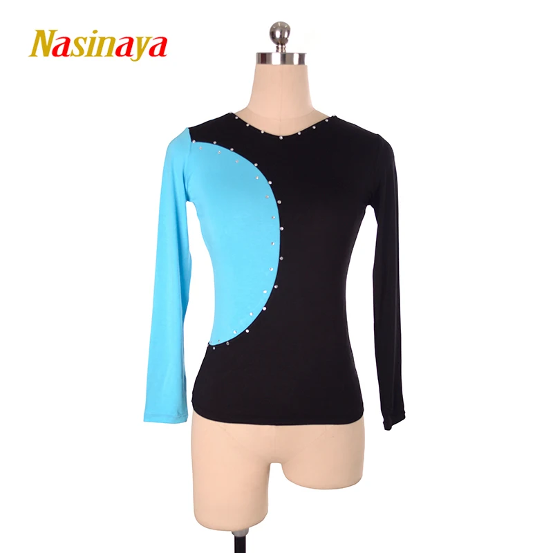 

Costume Customized Ice Skating Figure Skating Tops Gymnastics Adult Child Girl T Shirt Rionstones Modal