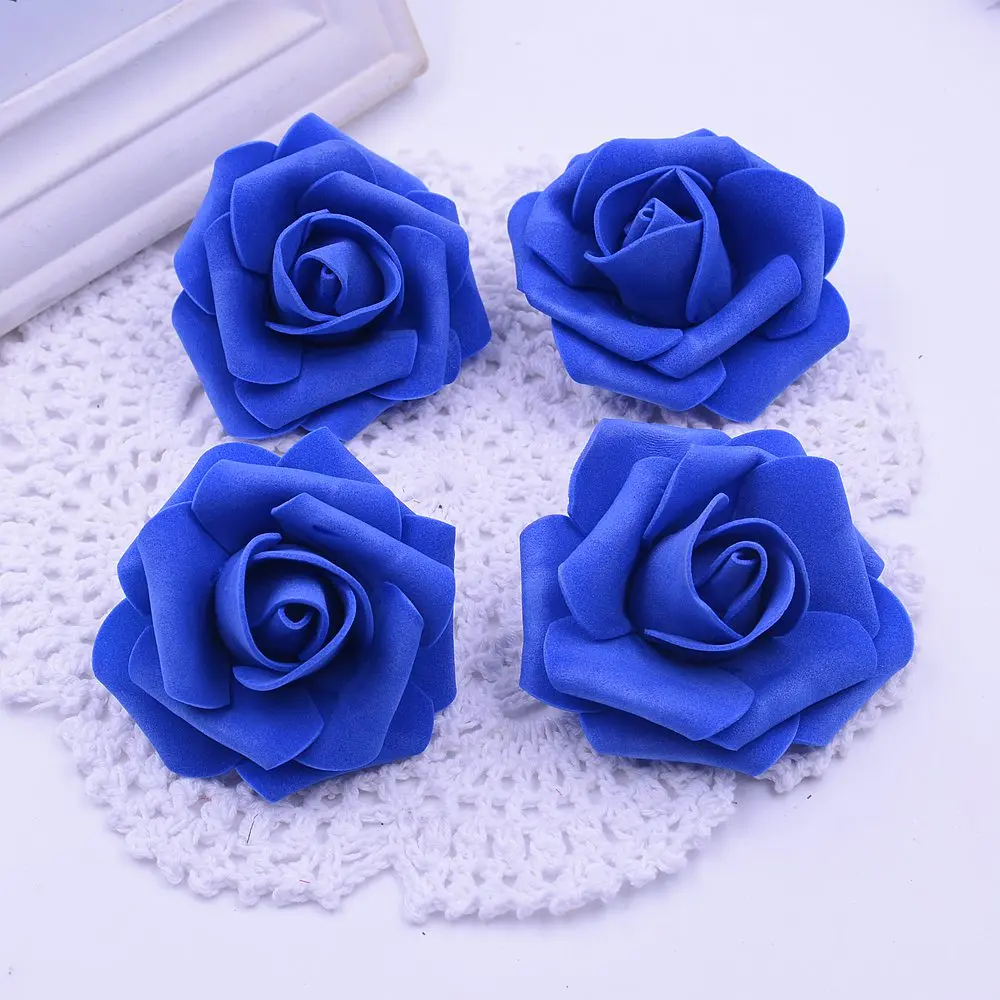 Cheap10pcs 6 см искусственная пена розовые бутоны для свадебный автомобиль брак украшение комнаты своими руками гирлянда декоративный, Цветочный - Цвет: Royal blue