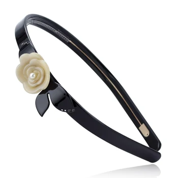 

2019 New Design Women Headband Boutique Pearls Hairband Flowers Hair Hoop Acetate Rhinestone Hair Accessories For Women Girls