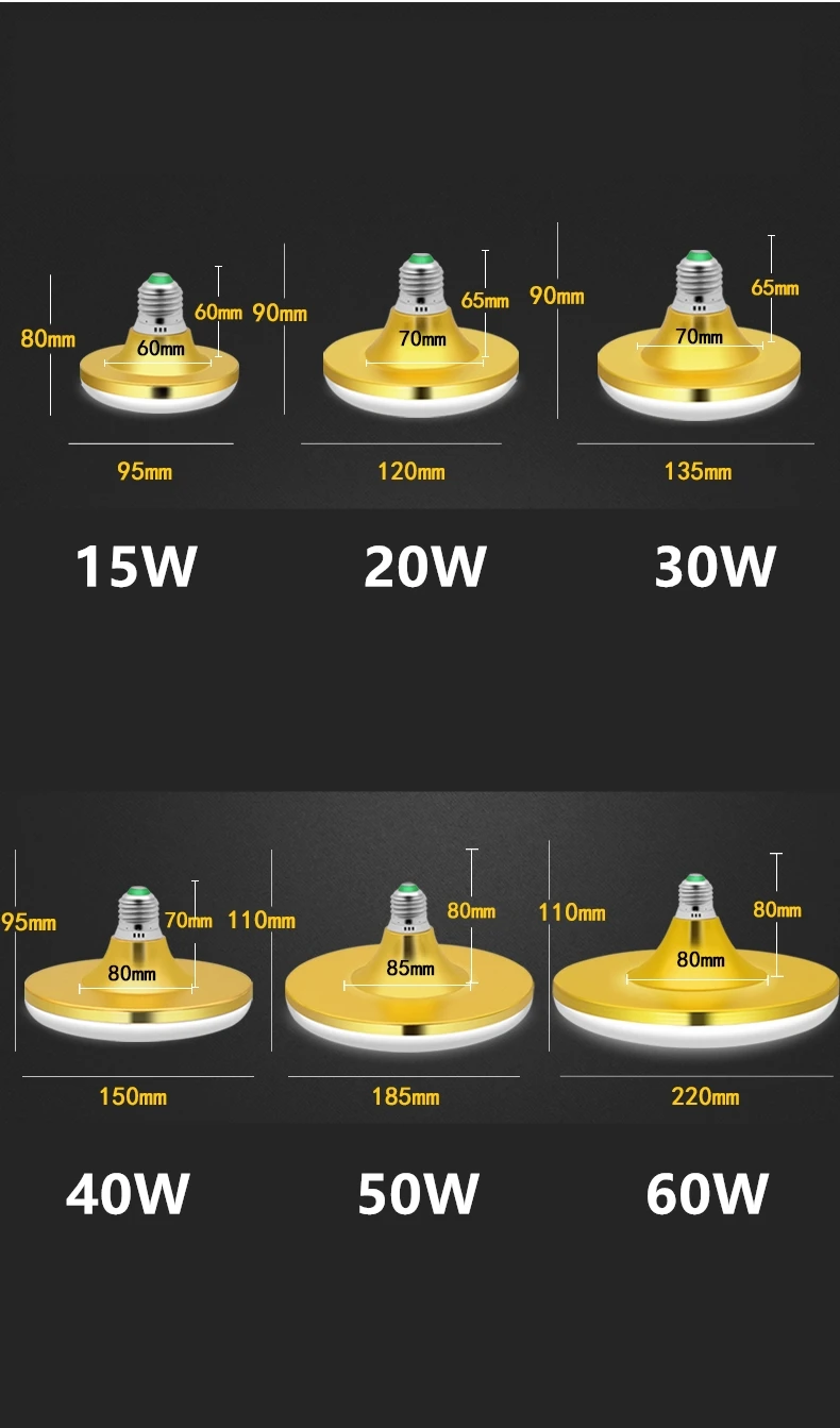 Энергосберегающие E27 светодиодные лампочки 15 W 20 W 30 W 40 W 50 W 60 W Лампада ампулы Bombilla супер яркий НЛО лампы для домашнего склада