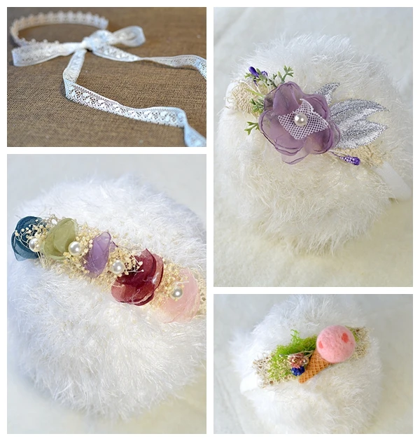 Newborn photography props newborn flower headband baby girl headbands headmade creative flower icecream lace headwear