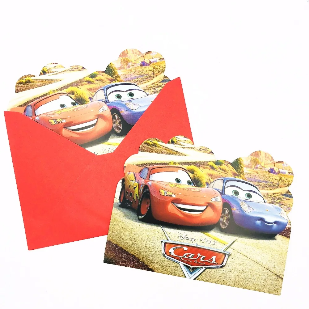 

6pcs/set Cartoon Lightning Mcqueen Invitation Card Birthday Party Supplies Decoration Kid Supplies Children Party