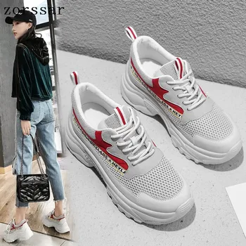

New 2019 Spring Fashion Women Casual Shoes Genuine Leather Platform Dad shoes Women Sneakers Ladies sport shoes