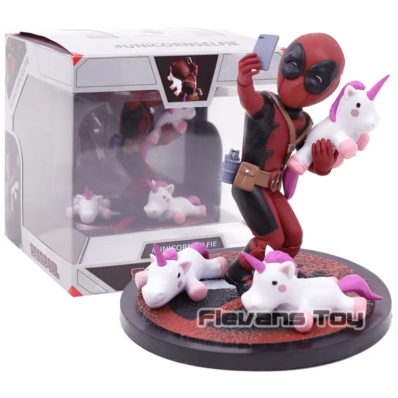 Pаспродажа Q Fig Marvel Дэдпул # Unicornselfie ПВХ Рисунок Коллекционная модель игрушки украшение автомобиля