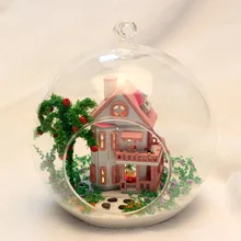 Мини солнце Алиса самодельный стеклянный шар Кукольный домик MG006 деревянное здание микро Миниатюра ручной работы мебель собрать светодиодный свет подарок
