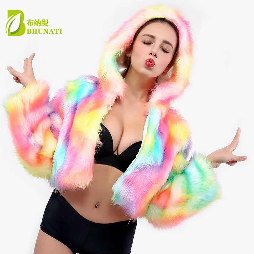 LED furry coat stage costumes female costume 4XL LED luminous clothing jacket dance show faux fur coats star discotheque