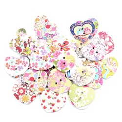 LF 50 шт. смешанные сердца цветы деревянные швейные кнопки для одежды рукоделие предметы для скрапбукинга Декоративные Diy аксессуары