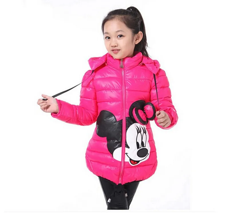 Menina dos Desenhos Animados com Capuz Cabolsa para 3-6 Meninas Moda Jaquetas Crianças Roupas Mickey Minnie Outerwear Topos Inverno Algodão Anos 25 Meninas moda jaquetas crianças roupas mickey minnie