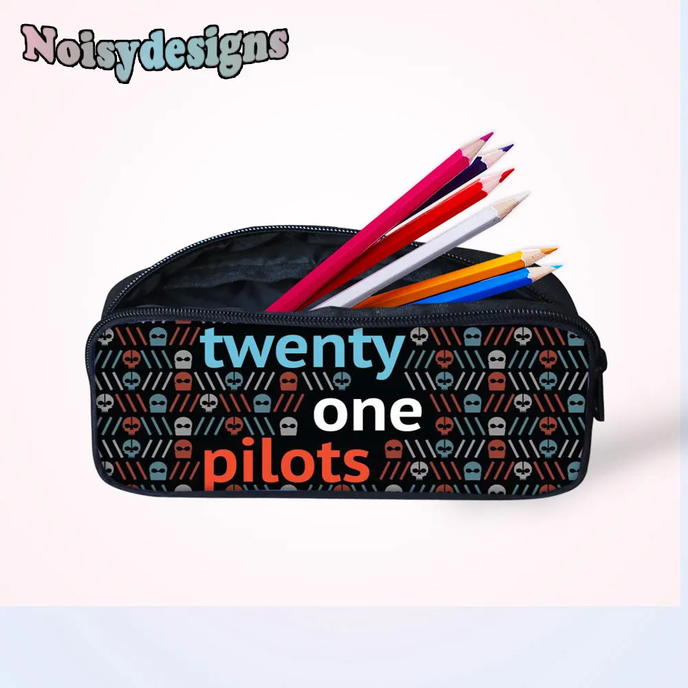 

Noisydesigns Kid Schoolbag Case Twenty One Pilots Cartoon Printed Large Storage Holder Vintage Stationery teenager Pencil Bags