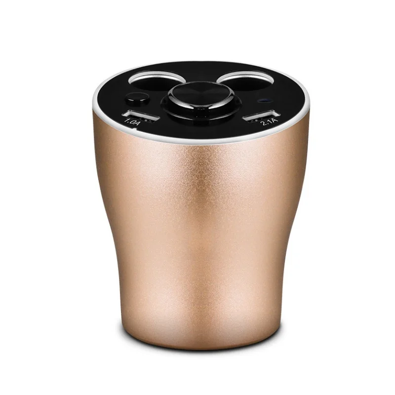 Car Charger Cup Holder with Bluetooth Headphone 12V/24V Multi Function Car Power Adapter with 2 Port for iPhone iPad For Samsung