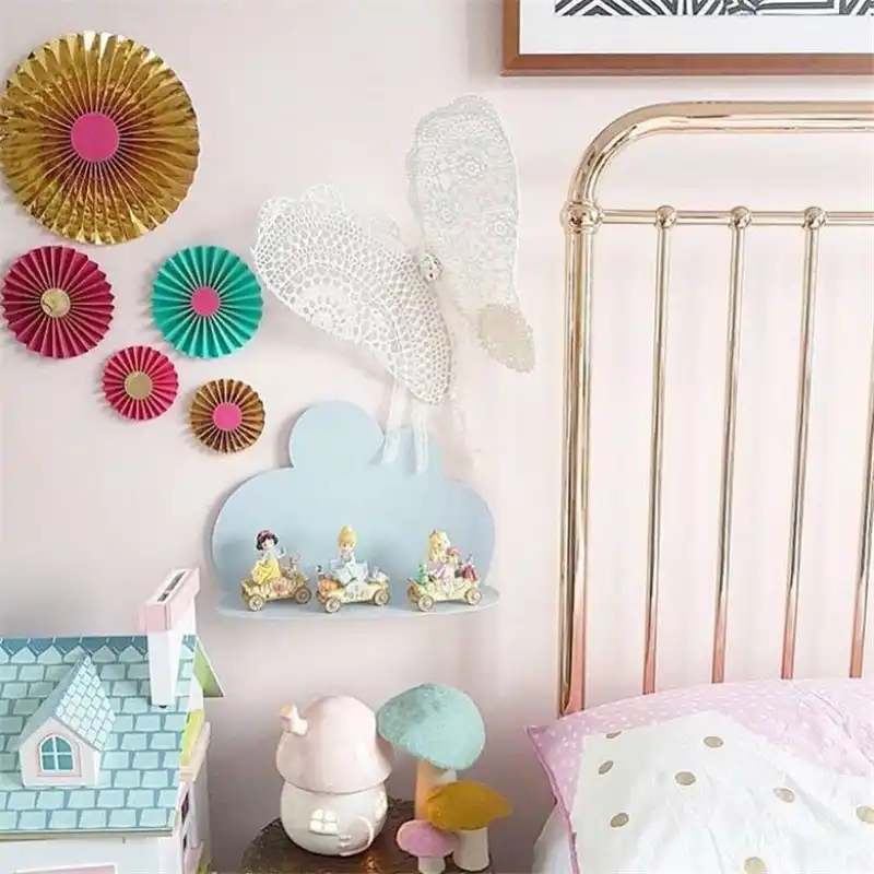 Ins Nordic Wooden Cloud Storage Shelf Baby Kids Room Decorations Wall Shelves Wood Rack Nursery Decor Photography Props