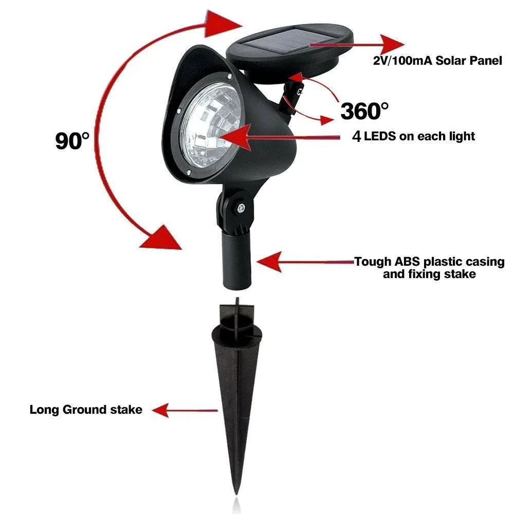 4/8 шт. Панели солнечные светодиодный Спайк Точечный светильник Пейзаж сада Двор Путь лужайка солнечные лампы Открытый заземление солнечный светильник