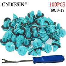 CNIKESIN 100Pcs D-19 Blue Auto fastener Vehicle Car Bumper Clips Retainer Fastener Rivet Door Panel Fender Liner For BMW Honda