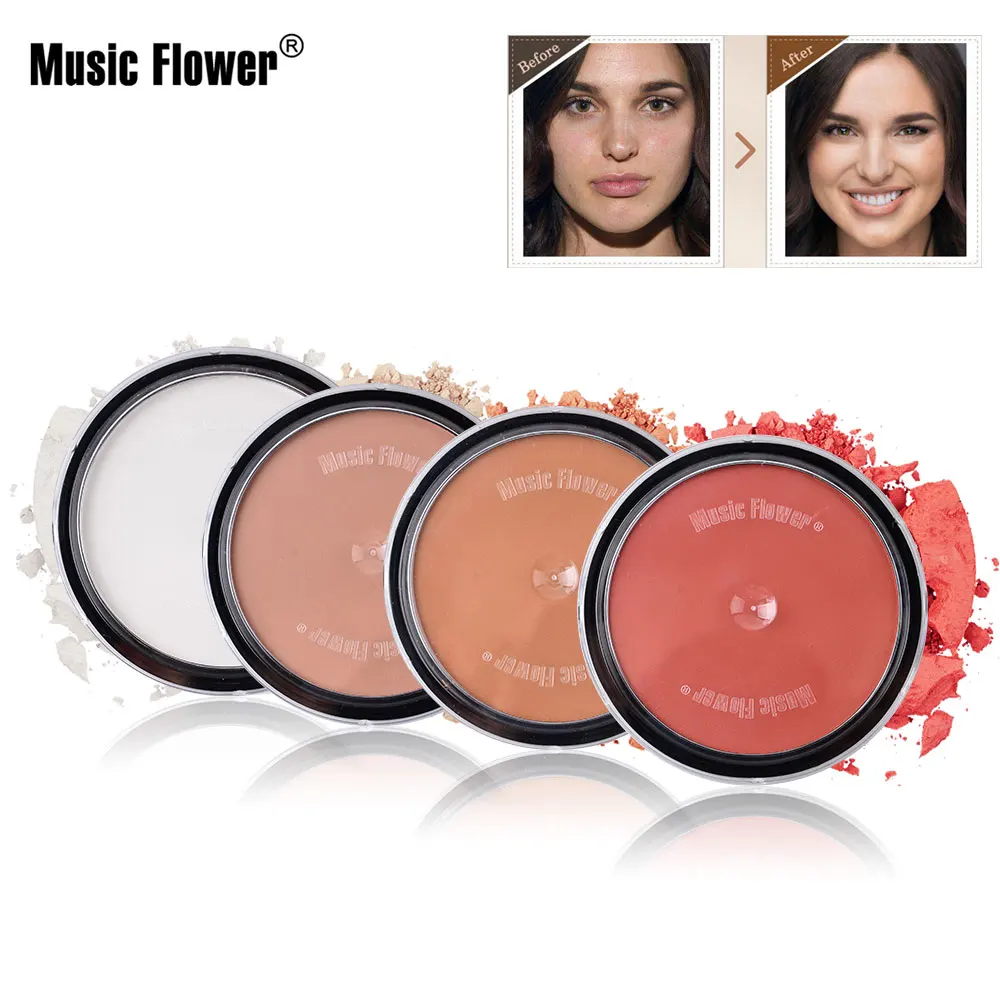 Music Flower 4 Color Matte Bronzer Highlighter Contour Shading Powder