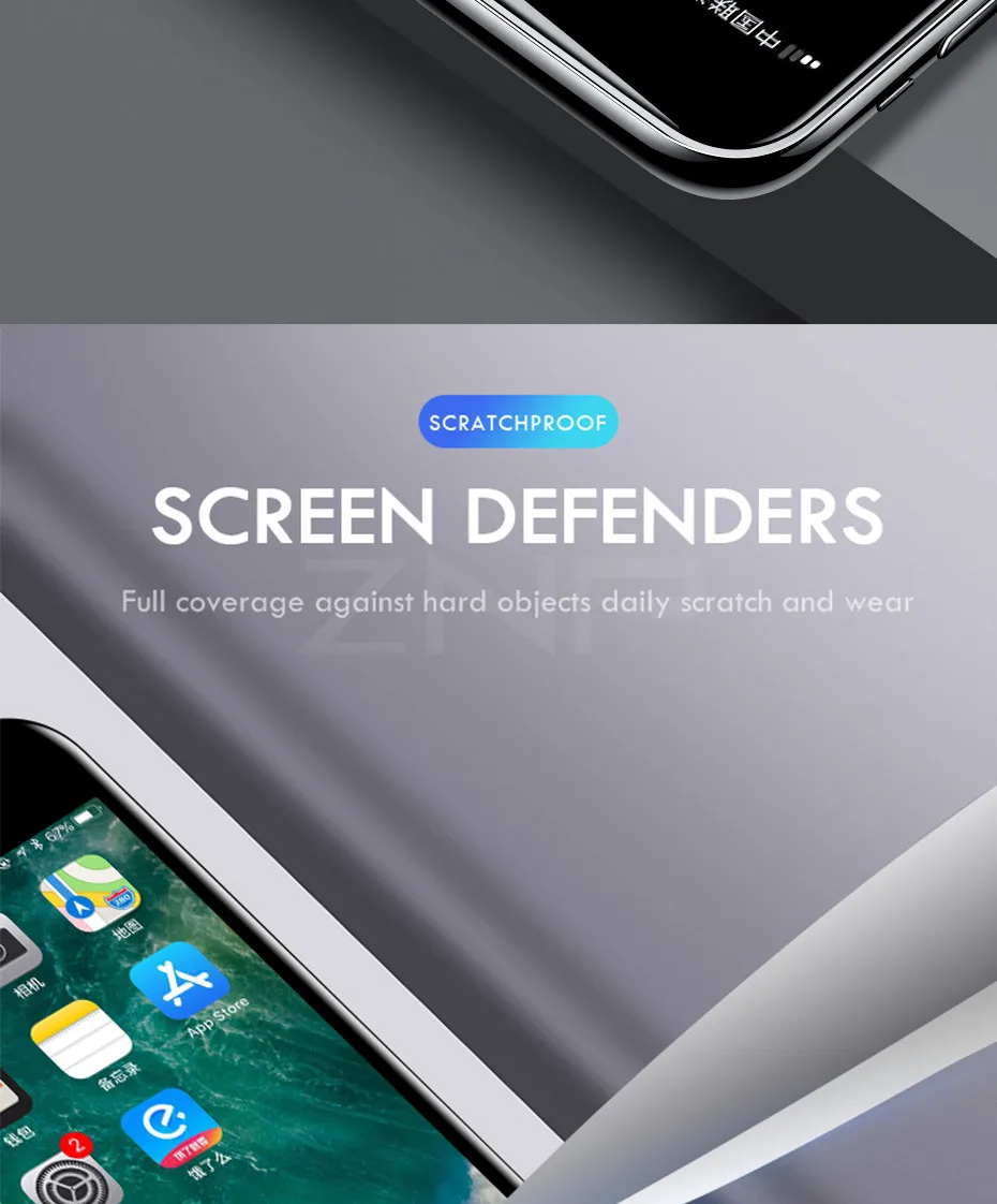 ZNP 9D Защитное стекло для iphone 6 6S 7 8 plus X 10 стекло для iphone 8 XS MAX Защита экрана для iphone 7 8 XR закаленное стекло