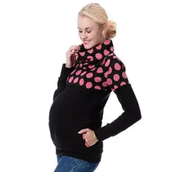 Для беременных Для женщин с длинным рукавом уход Костюмы Топ Для женщин для беременных Высокий воротник кормящих зима теплый топ для