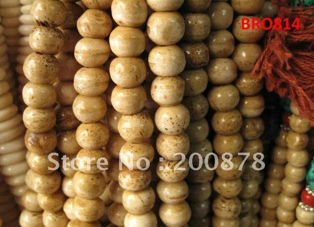 

BRO814 Tibetan 108 antiqued Yak bone rosary,10mm,Beige yellow round bone prayer beads malas