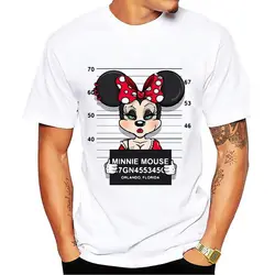 Новая летняя футболка с принтом Минни Маус, мужские топы в стиле хип-хоп, Повседневная забавная футболка с Микки Маусом, homme, удобная