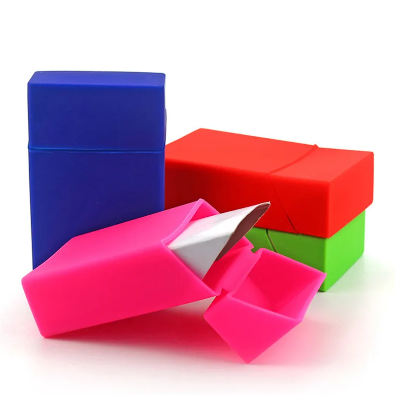 

Silicone Cigarette Case Portable Man/Woman Pure Color Tobacco Storage Cover For Smoker cigarette box with lighter