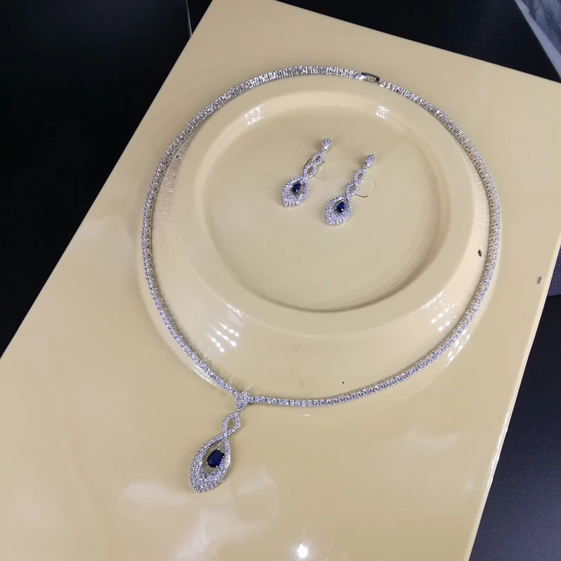 2018 NEW FASHION elegant red/black/green/blue zircon white gold color necklace earrings set wedding bride banquet jewelry set 2018 NEW FASHION elegant red/black/green/blue zircon white gold color necklace earrings set wedding bride banquet jewelry set