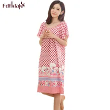 Летние свободные ночные рубашки большого размера для женщин, длинная ночная рубашка с рисунком для девочек, ночная рубашка из хлопка и шелка XXL E0005