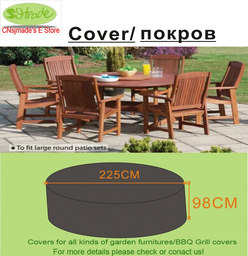 Por Outdoor Furniture Covers Round Wooden Chair And Table Set Cover D225x98 Cm Garden Furniture Water