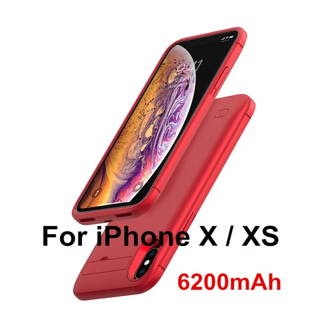 6200 мАч Расширенный чехол для аккумулятора телефона для iPhone xs/xr Внешний чехол для зарядки аккумулятора для iPhone x/xs max портативный аккумулятор - Цвет: Red For X XS