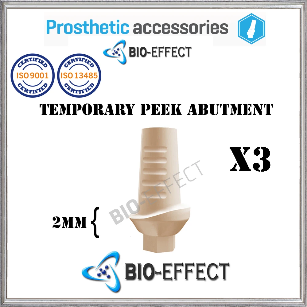 

3X Straight Peek Temporary Dental Abutment 1/2/3mm,For Internal Hex System Implants , BIO-EFFECT DENTAL IMPLANT COMPANY