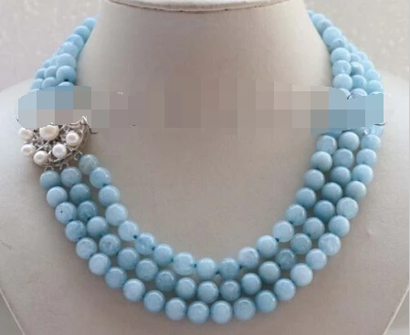 

song voge gem nanJ0527 Blue Round Aquamarine Necklace